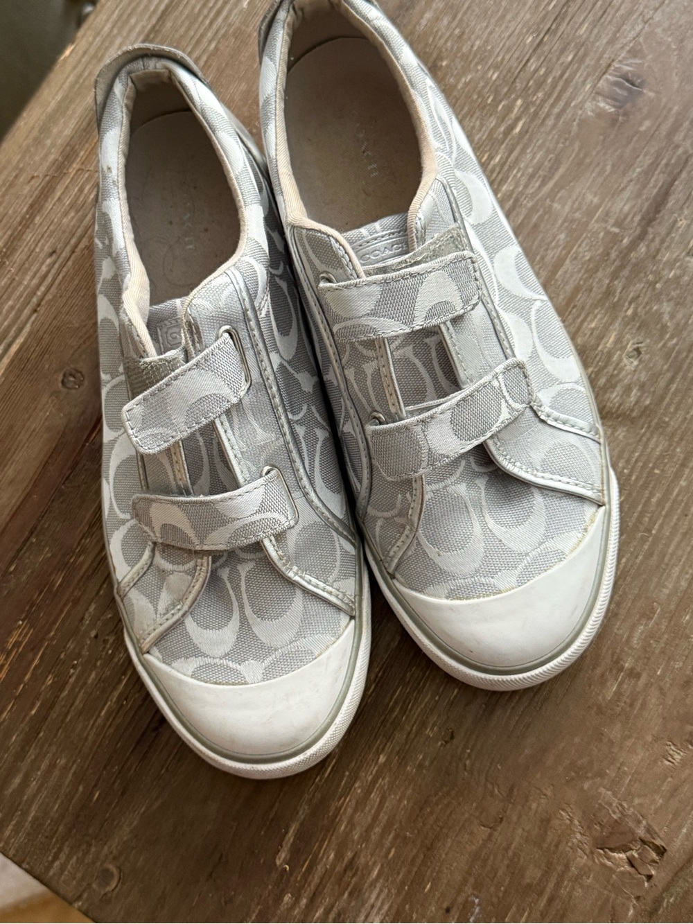 Coach Light Gray Signature Velcro Sneakers